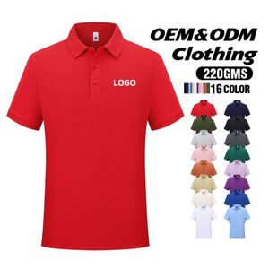 เสื้อโปโลผู้ชายผ้าไหมถักเนื้อนุ่ม 220 กรัม พิมพ์ลาย แห้งเร็ว สวมใส่สบาย พร้อมปักโลโก้ตามสั่ง เหมาะสำหรับทำงาน - Product Image 1