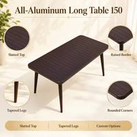 Ensemble de patio en aluminium coulé, chaises JiaoLan, table rectangulaire en aluminium de 150 cm, meubles de jardin d'extérieur