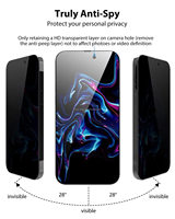 EZ Fit Verre trempé anti-espion à 28 degrés pour iPhone 18 15 14 Pro Max, protecteur d'écran de confidentialité, kit d'application et d'installation