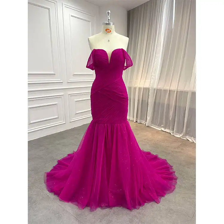 High Quality Lace Up Sweetheart Mermaid Sequin Evening Dress Off Shoulder Dinner Dress Party Lady Evening 2024