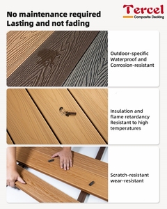 Plancher de terrasse en composite bois-plastique imperméable au design contemporain, résistant aux intempéries, pour jardin extérieur avec fonction antidérapante - Product Image 2