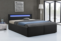 Willsoon modernes gepolstertes king-size-pu-bett mit gashebebett mit led-licht größe und farbe verfügbar