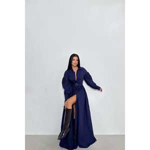 Robe de soirée bleu marine avec ceinture, taille XS/XL, robe de bal formelle, manches courtes, longueur genou - Product Image 4