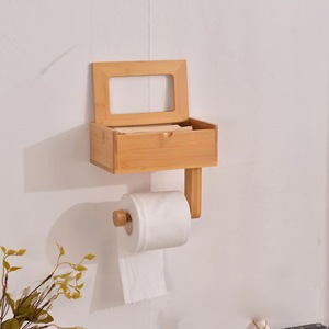 Porte-papier toilette créatif en bambou et bois, peut également servir à ranger des objets décoratifs et des supports pour téléphone portable. Mural - Product Image 2