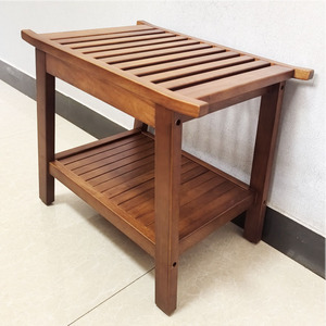 Tabouret de salle de bain en teck Park Seo 50,8x35,6x45,7cm avec rangement double couche pour douche - Product Image 1