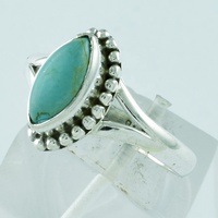 Belle bague en argent sterling 925 faite à la main avec pierre turquoise classique sertie clos, design Rava, pour mariage et fête, grossiste Inde