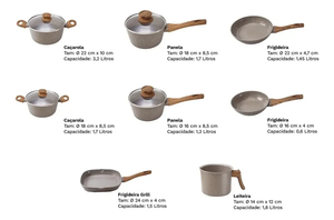 Ollas y Sartenes de Alta Calidad con Asas de Madera Suaves al Tacto, Cerámica Gris Antiadherente, Juego de Utensilios de Cocina de Aluminio Forjado - Product Image 3
