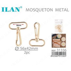 Moschettone in Metallo ILAN 56x42mm Oro 2 Pezzi Accessorio per Cintura - Product Image 3