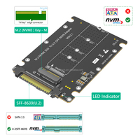 Adaptor M.2 NVMe M Key ke U.2 SFF 8639, Kartu Konverter PCIe 4.0/3.0 M.2 NVMe SSD ke Bay Drive U.2 2.5 inci/Dengan Casing Plastik Hitam
