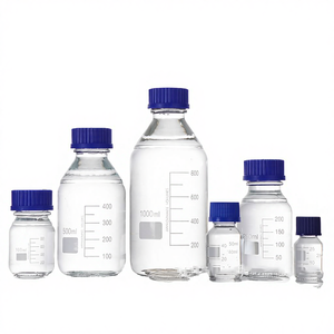 Botella Redonda de Laboratorio de Vidrio Borosilicato de 250 ml con Tapa de Rosca Azul para Almacenamiento de Medios y Reactivos - Product Image 4