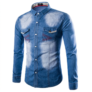 Chemises habillées en denim délavé pour hommes, 100 % coton, manches longues, séchage rapide, couleur unie, style décontracté, été, grandes tailles - Product Image 1