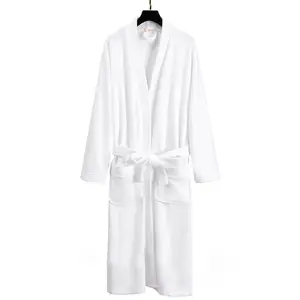 Albornoz personalizable unisex 100% algodón Albornoz al por mayor Albornoz súper suave sólido Kimono cuello Albornoz para hotel