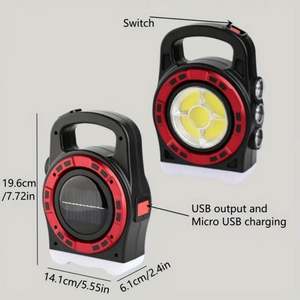 Lampe de travail solaire LED étanche en ABS, rechargeable, pour extérieur, avec suspension, pour la pêche - Product Image 2