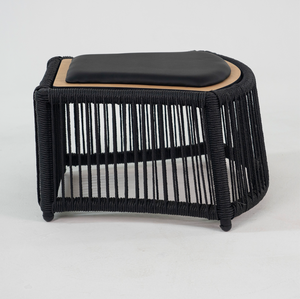 Chaise longue d'extérieur en rotin PE avec repose-pieds, cadre en acier durable, revêtement en poudre, sièges de jardin - Product Image 5