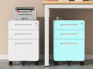 Armoire de classement mobile moderne en acier à 3 tiroirs verrouillable avec clé, type push-pull, rangement sous le bureau pour usage au bureau ou à domicile - Product Image 6