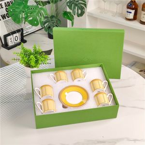 Nuevo Juego de 6 Tazas y Platos de Porcelana China Amarilla Ecológica de Lujo Europeo con Descuento, Ideal como Regalo Empresarial - Product Image 4