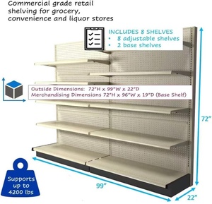 Estantería de góndola para supermercado con paneles traseros, venta al por mayor directa de fábrica de acero de China, de un solo lado - Product Image 3