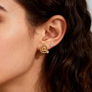 Ingrosso gioielli in ottone Unisex placcato oro 14k alla moda romanzo di nicchia personalità speciale <span class=keywords><strong>Alfabeto</strong></span> simbolo orecchini <span class=keywords><strong>Alfabeto</strong></span> - Product Image 2