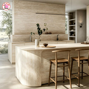 Dalle de <span class=keywords><strong>travertin</strong></span> beige naturel découpée sur mesure pour comptoir de cuisine, revêtement mural décoratif, rénovation de maison en Amérique du Nord - Product Image 6