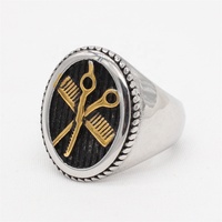 Benutzer definierte Edelstahl Friseur Schmuck Siegels chere und Kamm Fingerring
