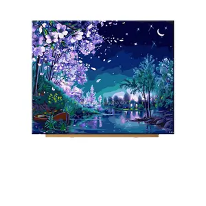 Paintido Keine Falte Lila Blau Starry Nacht Bilder Kinder Leinwand Malerei durch Zahlen Set