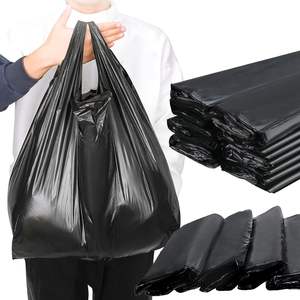 Bolsas de plástico de camiseta negra a granel para compras para almacenamiento y organización - Product Image 6