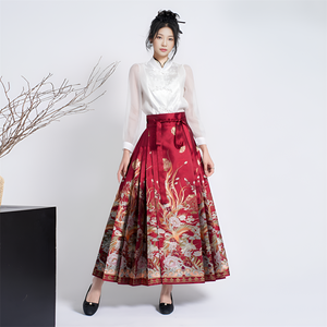 Nouveau style <span class=keywords><strong>chinois</strong></span> Hanfu jupe à visage de cheval pour les femmes 2024 nouveau phénix danse tissage élégant fleur broderie artisanat jupe robe - Product Image 2