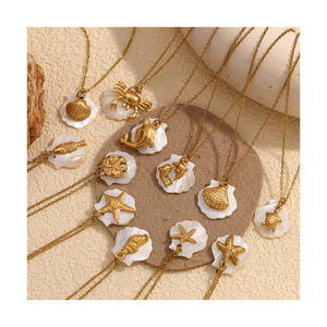 Eresi สร้อยคอปลาดาวชายหาดยูโรและอเมริกันสแตนเลสชุบทอง18K จี้เปลือกหอยสร้อยคอ DIY - Product Image 3