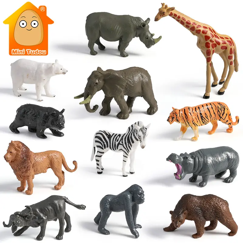 Kleine Plastic Leren Educatieve Speelset Dieren Mini Wildlife Figures Speelgoed Realistische Safari Dieren Beeldjes