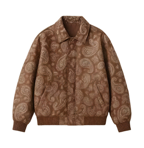 Veste <span class=keywords><strong>en</strong></span> <span class=keywords><strong>cuir</strong></span> personnalisée tendance avec imprimé de fleurs de cajou pour hommes Veste de rue décontractée à la mode rétro - Product Image 1