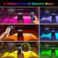 12 LED Accessoires Intérieurs de Voiture Lumières d'Ambiance Bandes Lumineuses LED Intelligentes Avec Application RGB Décoration de Pédale Auto et de Voiture