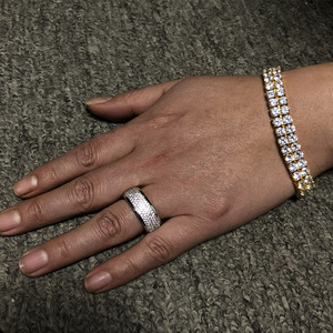 Anillo de Dedo de Latón o Plata con Incrustaciones de Circonita Artificial, Estilo Pavé Completo, para Mujer, Ideal para Aniversario - Product Image 3