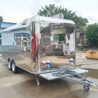 Food Truck Américain Standard avec Cuisine Mobile, Friteuse, pour Hot-dogs, Pizza, Tacos, Churros, Frites, Crêpes