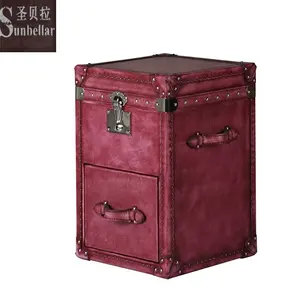 American vintage leather trunk end table decorative storage trunks genuine leather side tables& trunk coffee table multipurpose