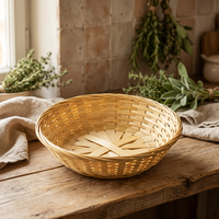 Panier de rangement alimentaire pliable en bambou tressé fait main, économique et écologique
