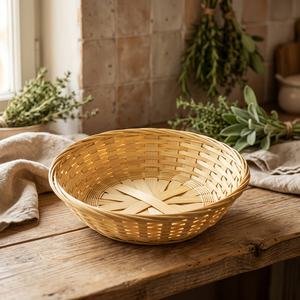 Cheap Eco-Friendly Foldable Barrel Handmade <b>Bamboo</b> Woven Food Storage <b>Basket</b> - Product Image 2