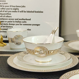 Service de table en porcelaine de luxe en os de Chine blanc, 10 pièces, assiettes et bols, vente en gros, pour cadeaux promotionnels - Product Image 5