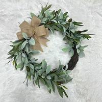 Guirlande Artificielle Moderne Faite à la Main de Haute Qualité en Feuilles d'Olivier en Forme d'Oreille de Mouton, en Plastique, Non Lumineuse, 43cm, Quatre Saisons, pour Porte et Mur
