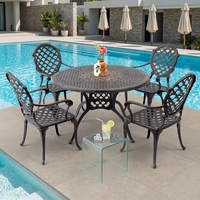 Ensemble de table et chaises de salle à manger modernes pour restaurant, structure en aluminium, durable, écologique, facile à nettoyer, 4 places, noir, extérieur/commercial/parc