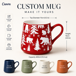 Mug en céramique à motif d'ours polaire de Noël en gros, impression personnalisée, mug à café de Noël, OEM ODM, cadeau saisonnier - Product Image 1