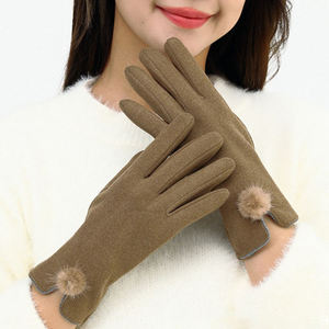 Women's Winter Fur Ball Thin Velvet <b>Gloves</b> Lightweight Touch Screen <b>Warm</b> <b>Gloves</b> Fashion Multifunctional for Cycling - Product Image 1