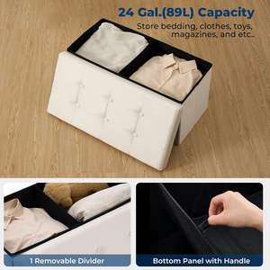 Banc de rangement pliable gris basique, gain de place, pour chaussures, armoire, garage, établi, chevet - Product Image 5