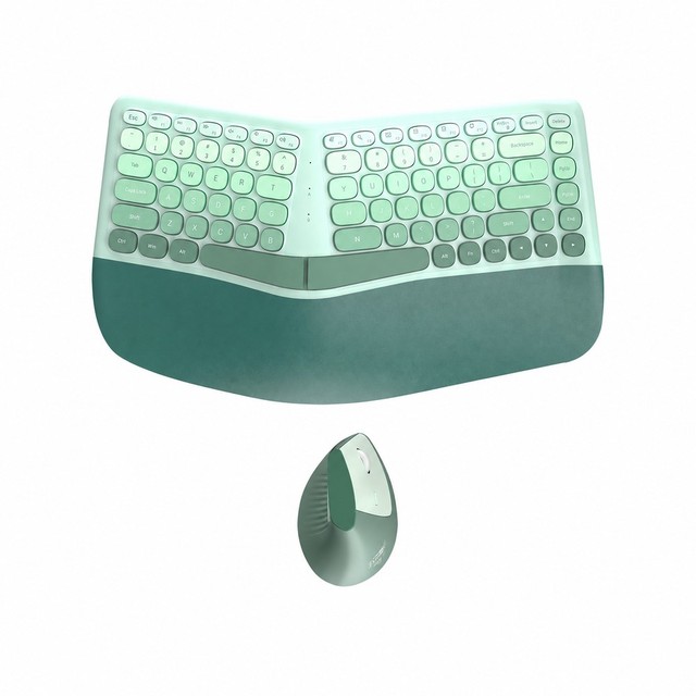 BOMI Ergonomic Split Keyboard and Vertical Mouse Set With 2.4G Wireless USB Receiver Silent Keys for Office and Home