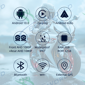 Mới đến chất lượng tốt nhất OEM Carplay <span class=keywords><strong>Android</strong></span> tự động xe máy Carplay đa phương tiện truyền thông Máy nghe nhạc 8.1inch hệ thống <span class=keywords><strong>Android</strong></span> 2GB + 32GB với DVR - Product Image 4