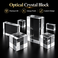 Bloc de cristal optique K9 personnalisé avec logo HBL, matériau brut transparent, cube de verre clair pour gravure laser 3D