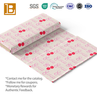 Tissu en popeline de coton peigné personnalisé à impression numérique pour textiles, motif de cerise rose BILU, nœud mignon, dessin animé, Saint-Valentin, fille