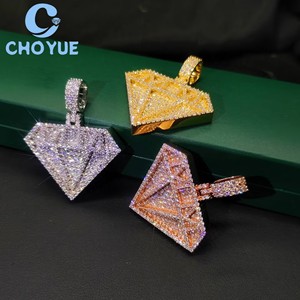 Nuevo Collar con Colgante de Plata 925 con Incrustaciones de Diamantes en Forma de Diamante, Moissanita VVS para Hombre, Estilo Hip Hop, Pasa la Prueba del Diamante con Certificado GRA - Product Image 3