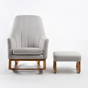 Fauteuil à bascule d'allaitement en bois pour chambre de bébé, canapé-lit avec base en bois - Product Image 4