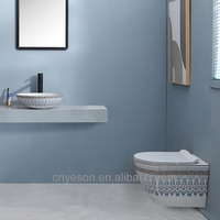 Yesson sanitaire mur accroché cuvette de toilette ensemble Design moderne à la main en céramique maroc décalcomanie papier brevet salle de bain lavabo