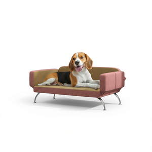 Coussin pour animaux rose rectangulaire moderne en fausse fourrure amovible et lavable pour amis poilus - Product Image 1